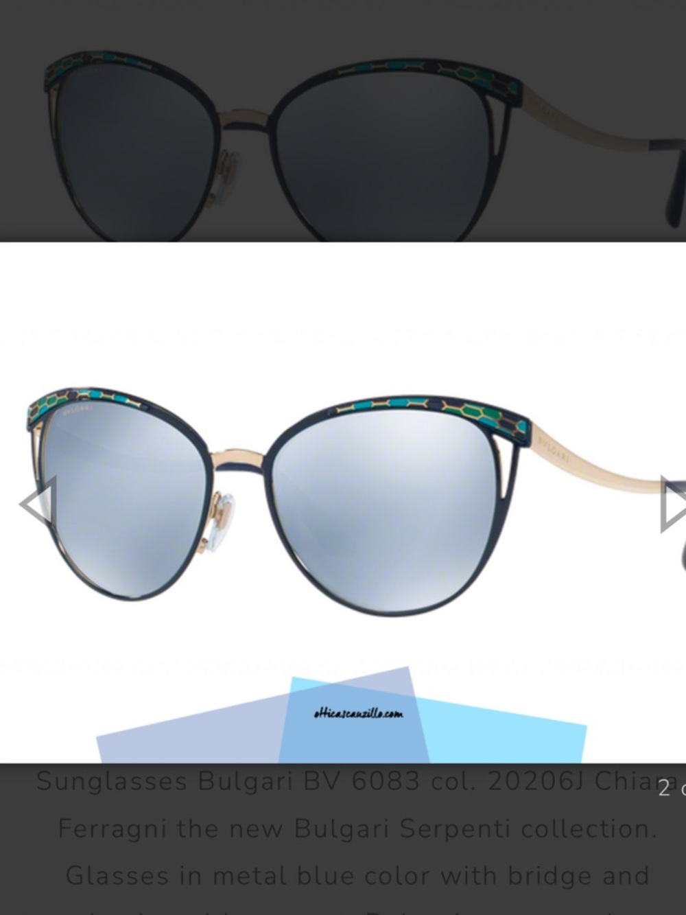 Bulgari Serpenti Cat Eyes Sunglasses with
blue color mirror lenses in EUC case - Picture 5 of 11